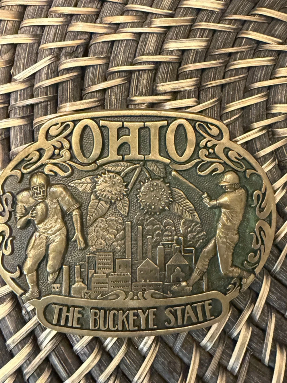 Ohio Belt Buckle Buckeye Vintage Solid Brass ADM